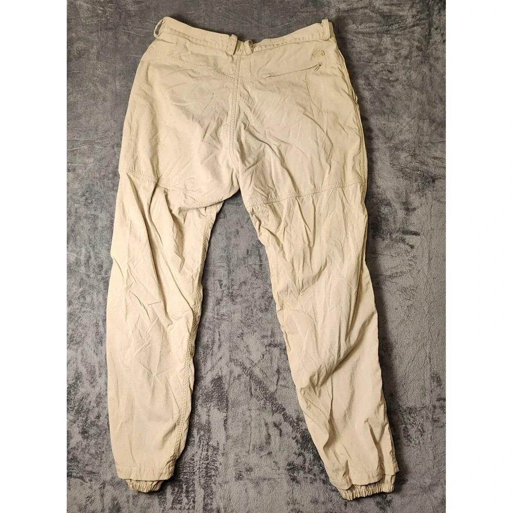 The North Face Mens 38 Hiking Pants Tan Khaki Nylon Jogger Cuff Outdoor Utility